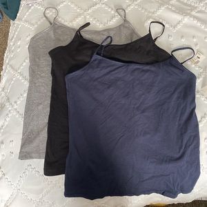 Pack of 3 built in bra shelf tank tops